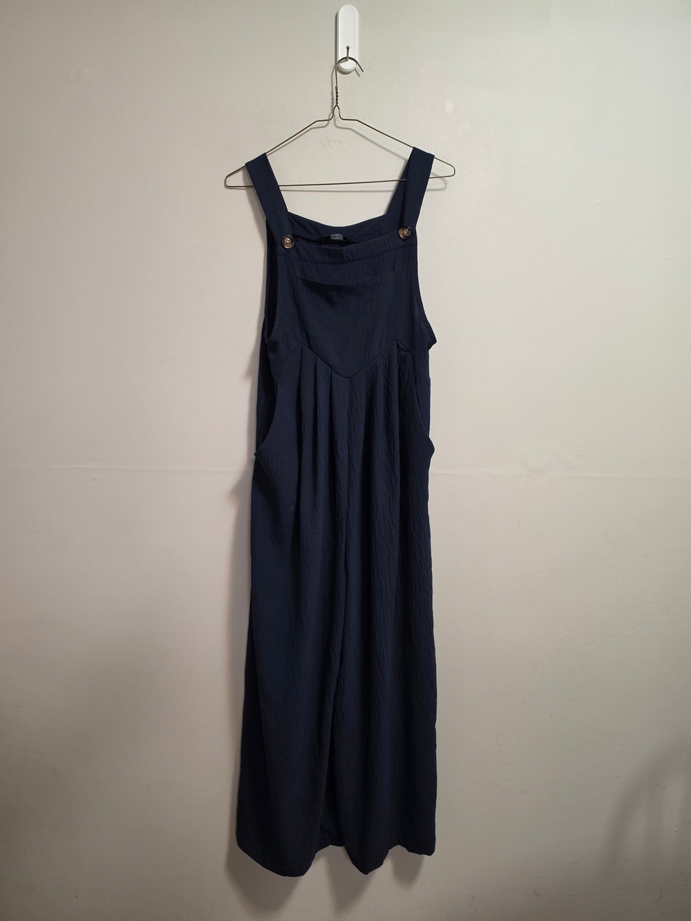 Navy Wide-Leg Linen-Blend Wide Leg Jumpsuit